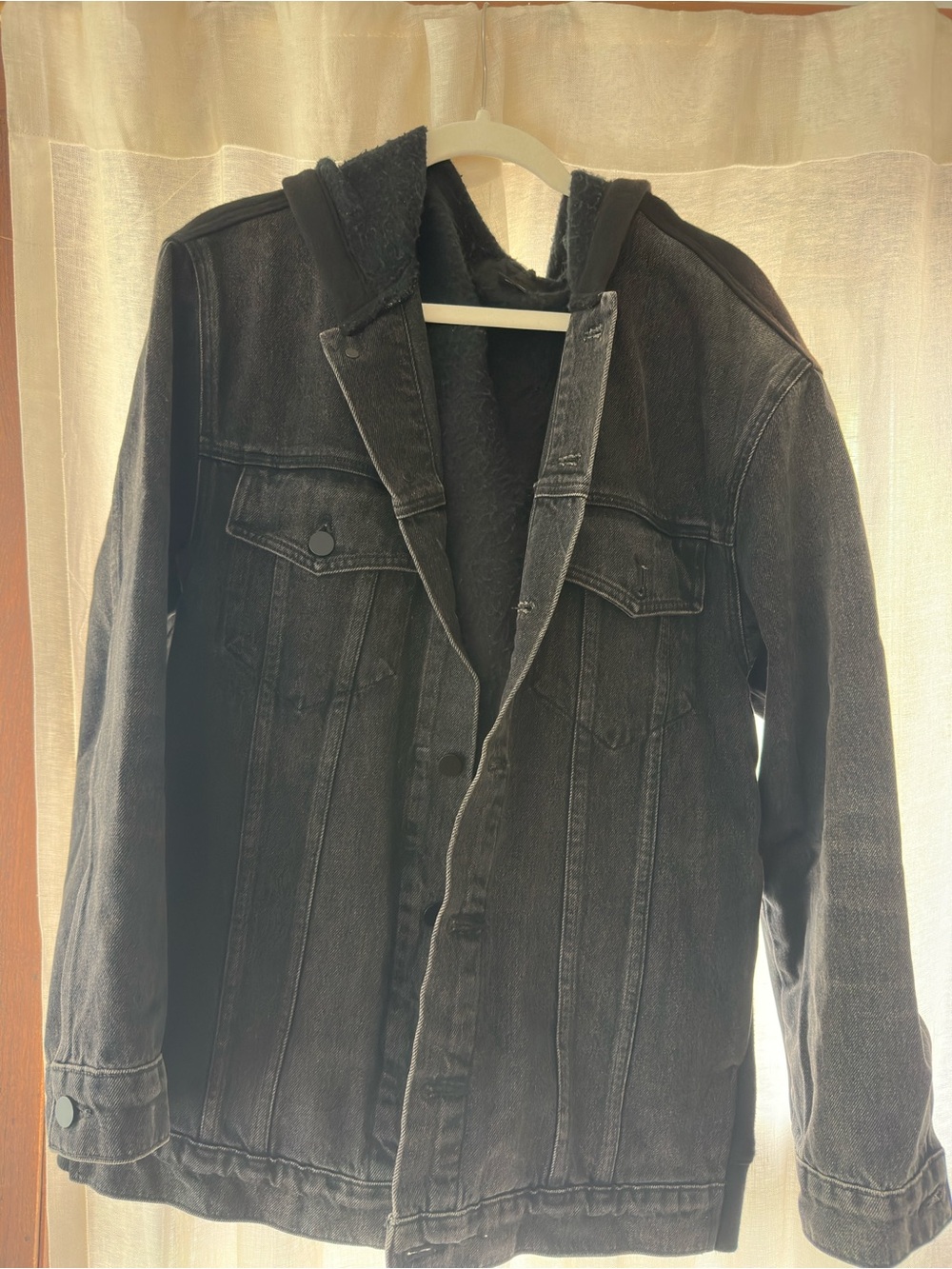 Men's Alexander Wang Black Hooded Denim Jacket - Classic Casual Coat